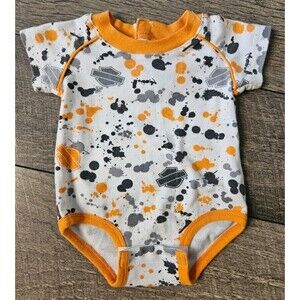 Harley Davidson Baby Onesie 0/3months Biker Motorcycles Splatter Paint 0/3 month